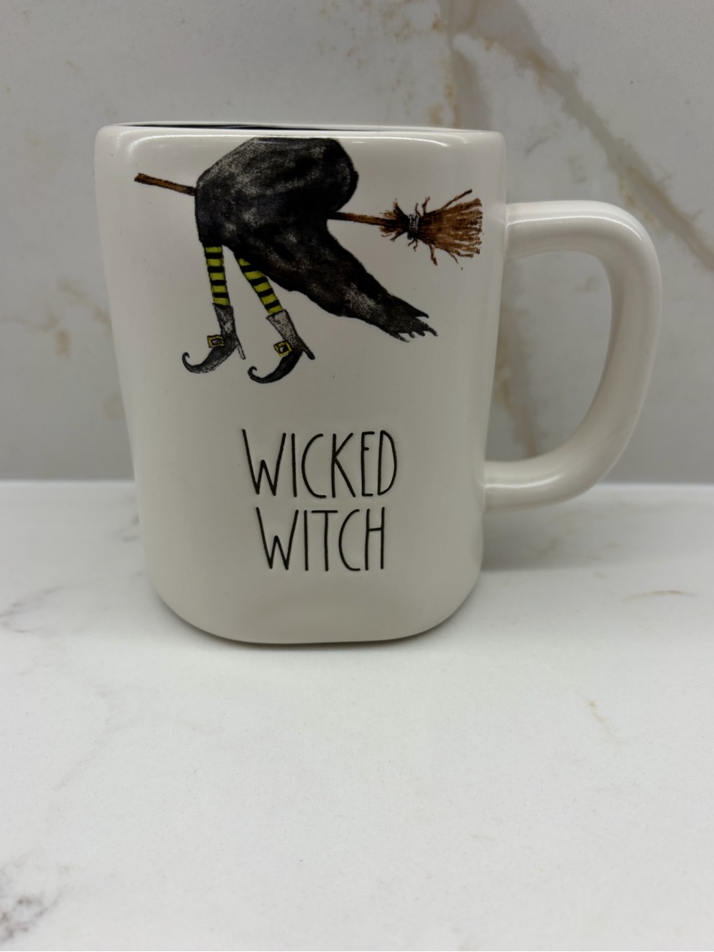 New Rae Dunn Artisan Collection By Magenta Wicked Witch Broomstick Halloween Mug